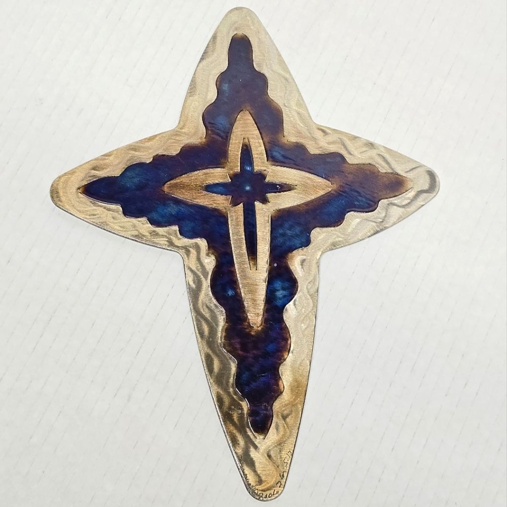 David Broussard Signed Jeweled Steel Infiniti Cross Crucifix Wall Hanging 2006